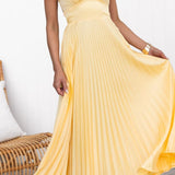 Malka | Maxikleid mit V-Ausschnitt und Plisseefalten