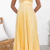 Malka | Maxikleid mit V-Ausschnitt und Plisseefalten