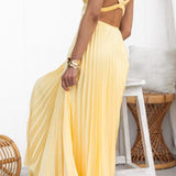 Malka | Maxikleid mit V-Ausschnitt und Plisseefalten