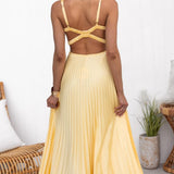 Malka | Maxikleid mit V-Ausschnitt und Plisseefalten