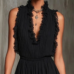 Bigna – Schwarzer Jumpsuit mit Spitzenbesatz