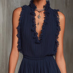 Annemarie – Marineblauer Jumpsuit mit Spitzenbesatz
