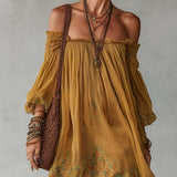 Bernadette – Schulterfreies Kleid mit Blumenstickerei