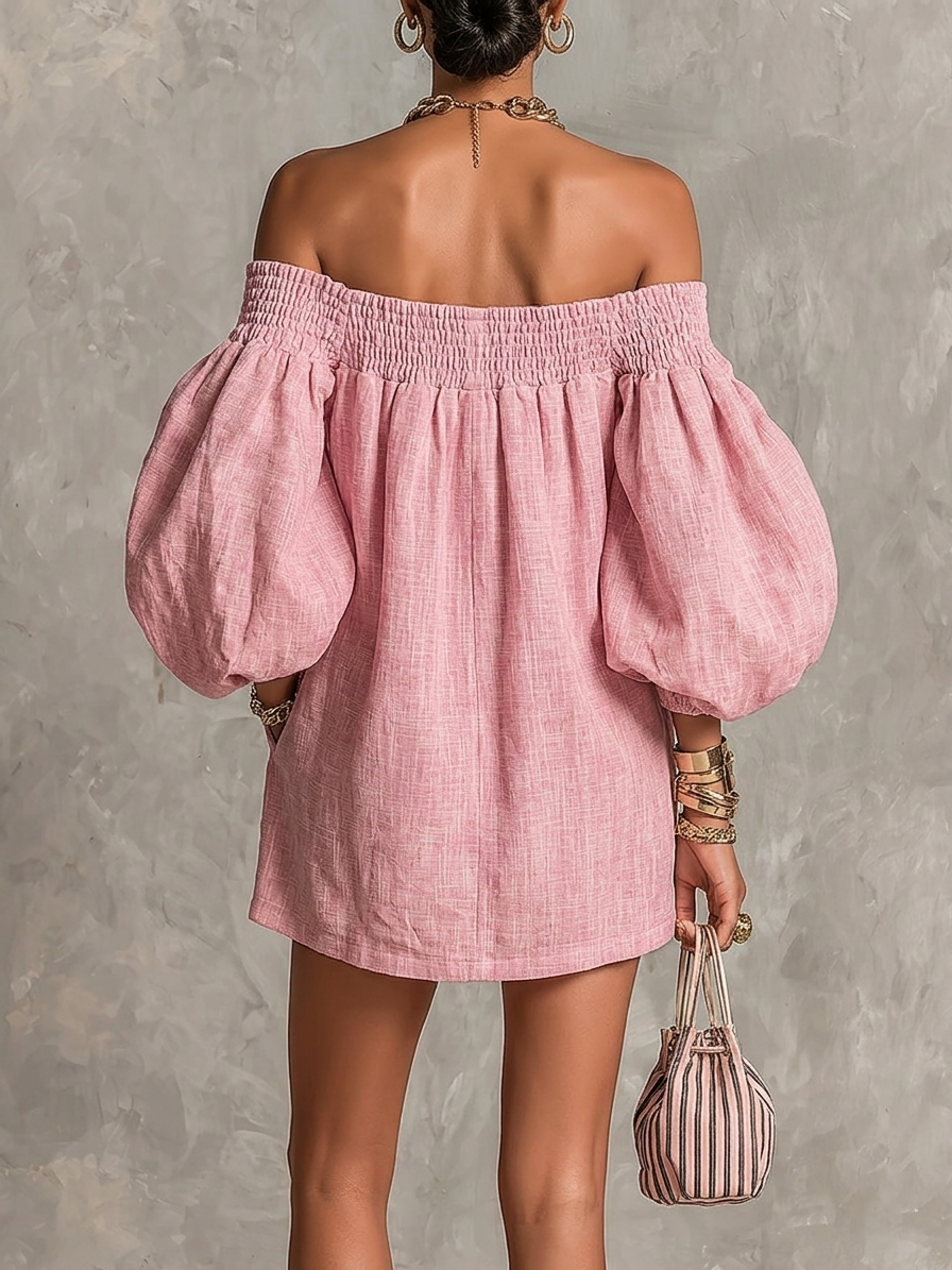 Käthe – Rosafarbenes Kleid mit Ballonärmeln