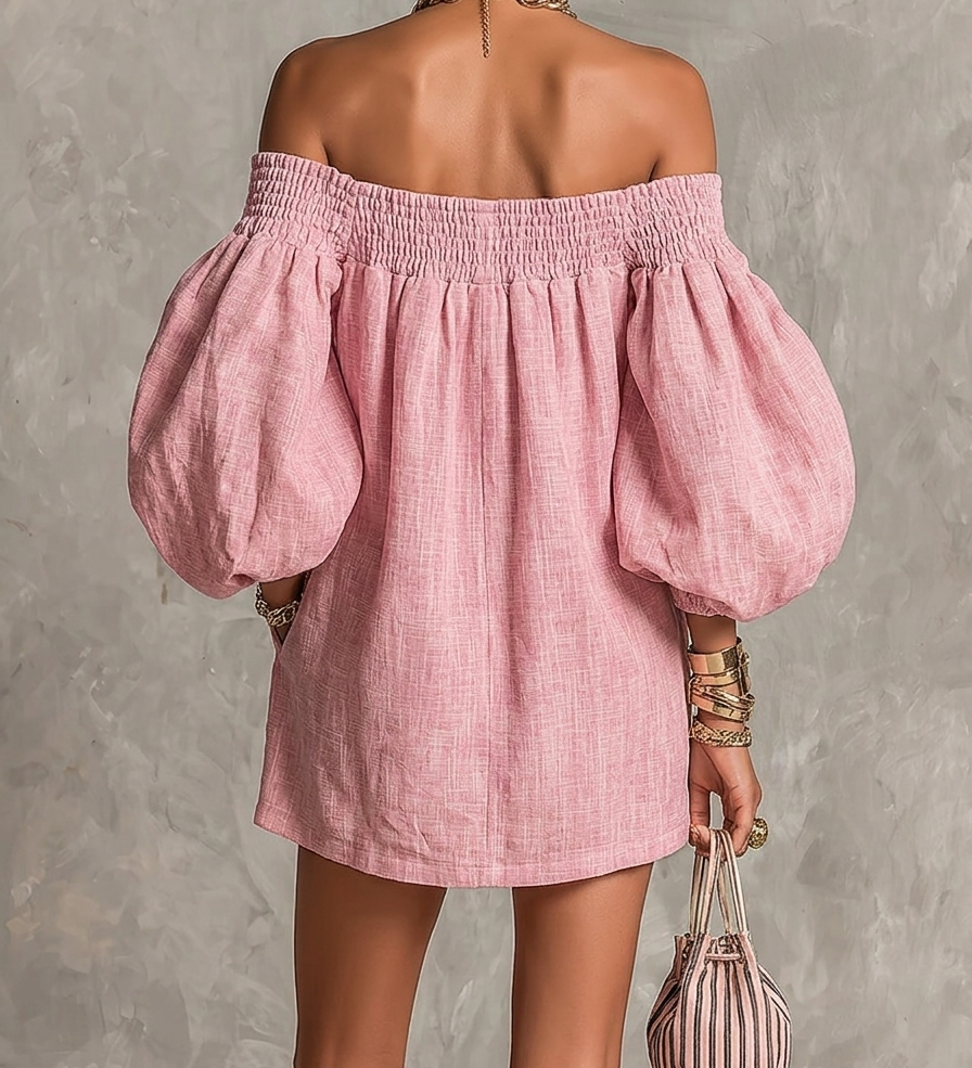 Käthe – Rosafarbenes Kleid mit Ballonärmeln