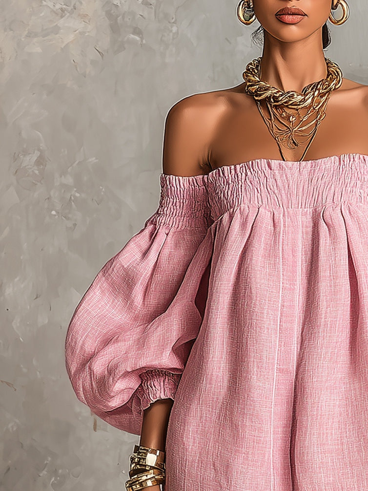 Käthe – Rosafarbenes Kleid mit Ballonärmeln