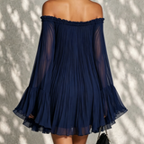 Friederike – Schulterfreies Chiffonkleid mit Glockenärmeln