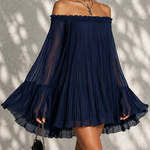 Friederike – Schulterfreies Chiffonkleid mit Glockenärmeln