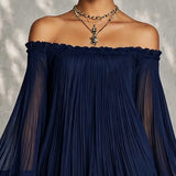 Friederike – Schulterfreies Chiffonkleid mit Glockenärmeln