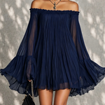 Friederike – Schulterfreies Chiffonkleid mit Glockenärmeln