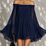 Friederike – Schulterfreies Chiffonkleid mit Glockenärmeln