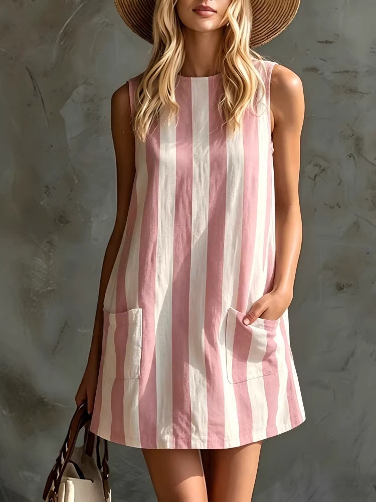Vreni – Gestreiftes Kleid mit Rundhalsausschnitt