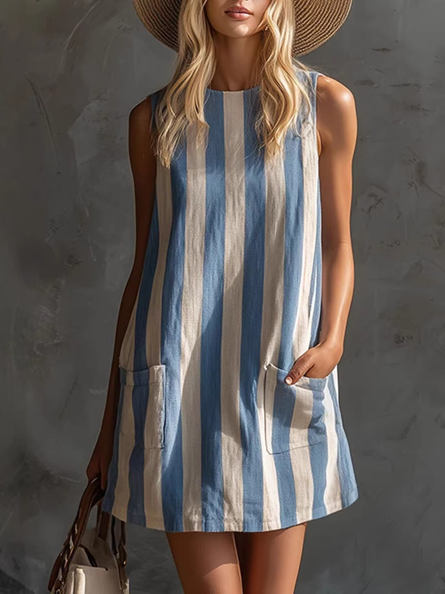 Vreni – Gestreiftes Kleid mit Rundhalsausschnitt