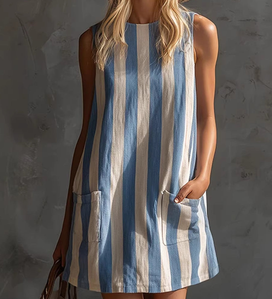 Vreni – Gestreiftes Kleid mit Rundhalsausschnitt