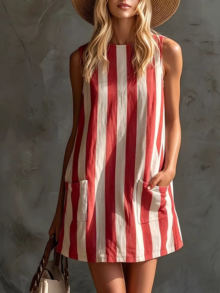 Vreni – Gestreiftes Kleid mit Rundhalsausschnitt