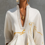 Eliane – Weisses Tunika-Kleid mit Goldprint