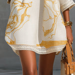 Eliane – Weisses Tunika-Kleid mit Goldprint