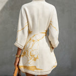 Eliane – Weisses Tunika-Kleid mit Goldprint