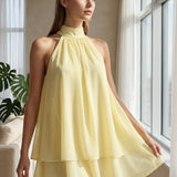 Heide – Gelbes Lagenkleid mit Neckholder