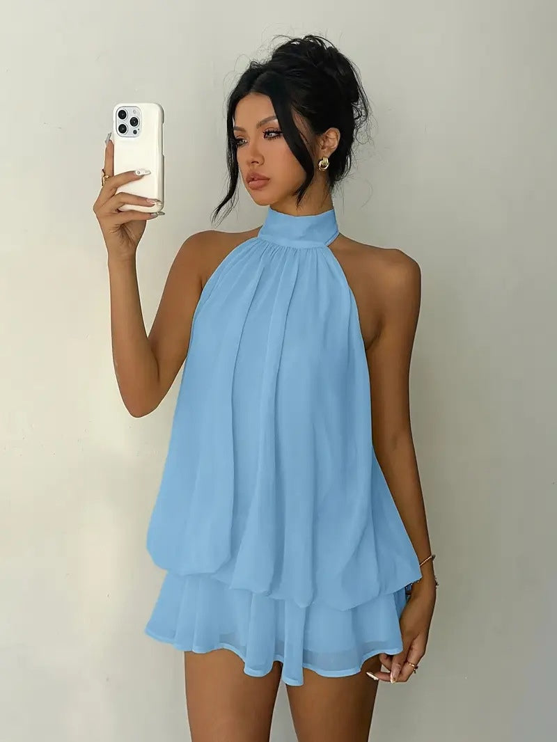 Heide – Gelbes Lagenkleid mit Neckholder