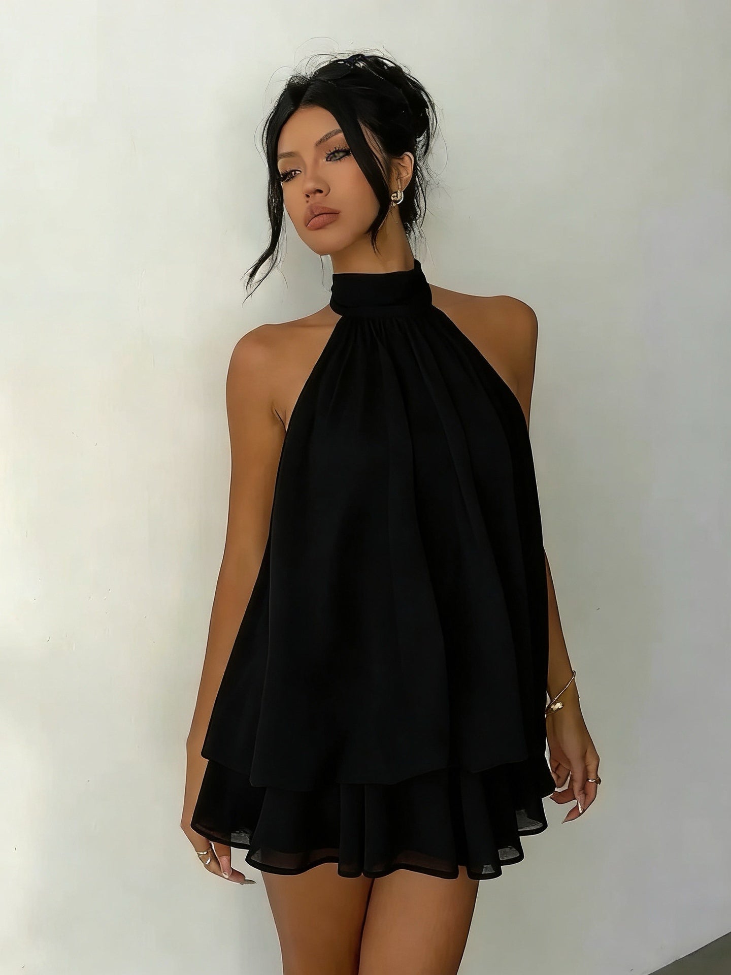 Heide – Gelbes Lagenkleid mit Neckholder