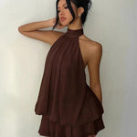 Heide – Gelbes Lagenkleid mit Neckholder