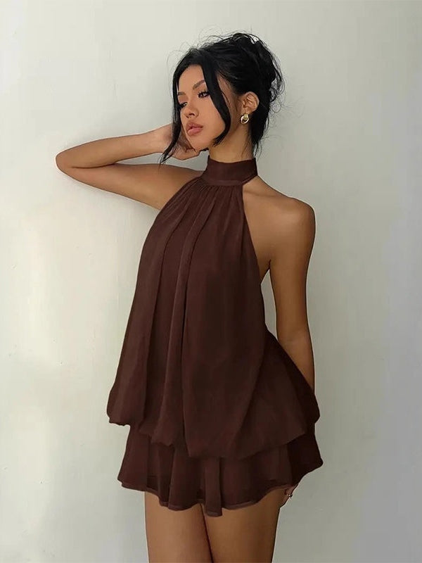 Heide – Gelbes Lagenkleid mit Neckholder