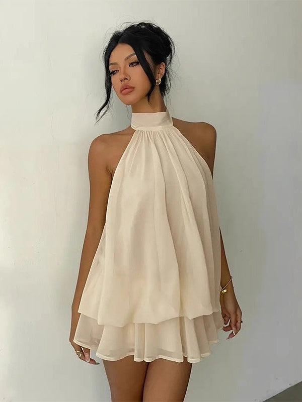 Heide – Gelbes Lagenkleid mit Neckholder