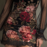 Sonja – Schwarzes Spitzenkleid mit Rosenmuster