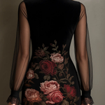 Sonja – Schwarzes Spitzenkleid mit Rosenmuster