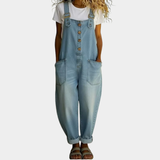 Mae | Vintage-Latzhose aus weichem Baumwollstoff in Denim-Optik