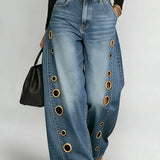 Mila | Wide-Leg Jeans mit Ösen