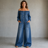 Elena | Jeans-Overall mit schulterfreien Trägern