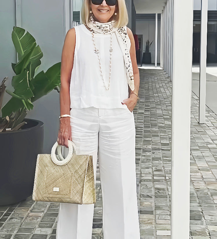Cyrielle – Weisses Set mit Rollkragentop