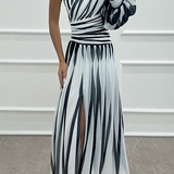 Hazel | Schulterfreies Streifendesign