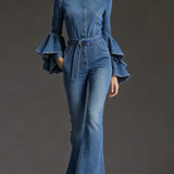 Perrine | Denim-Overall mit Rüschen