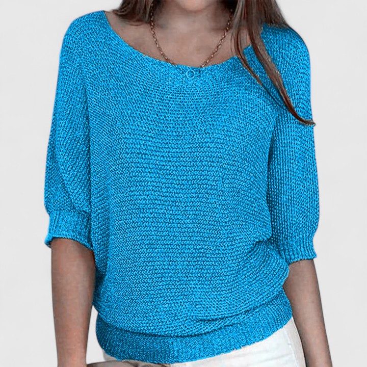 Rachel – Violetter Pullover mit Fledermausärmeln