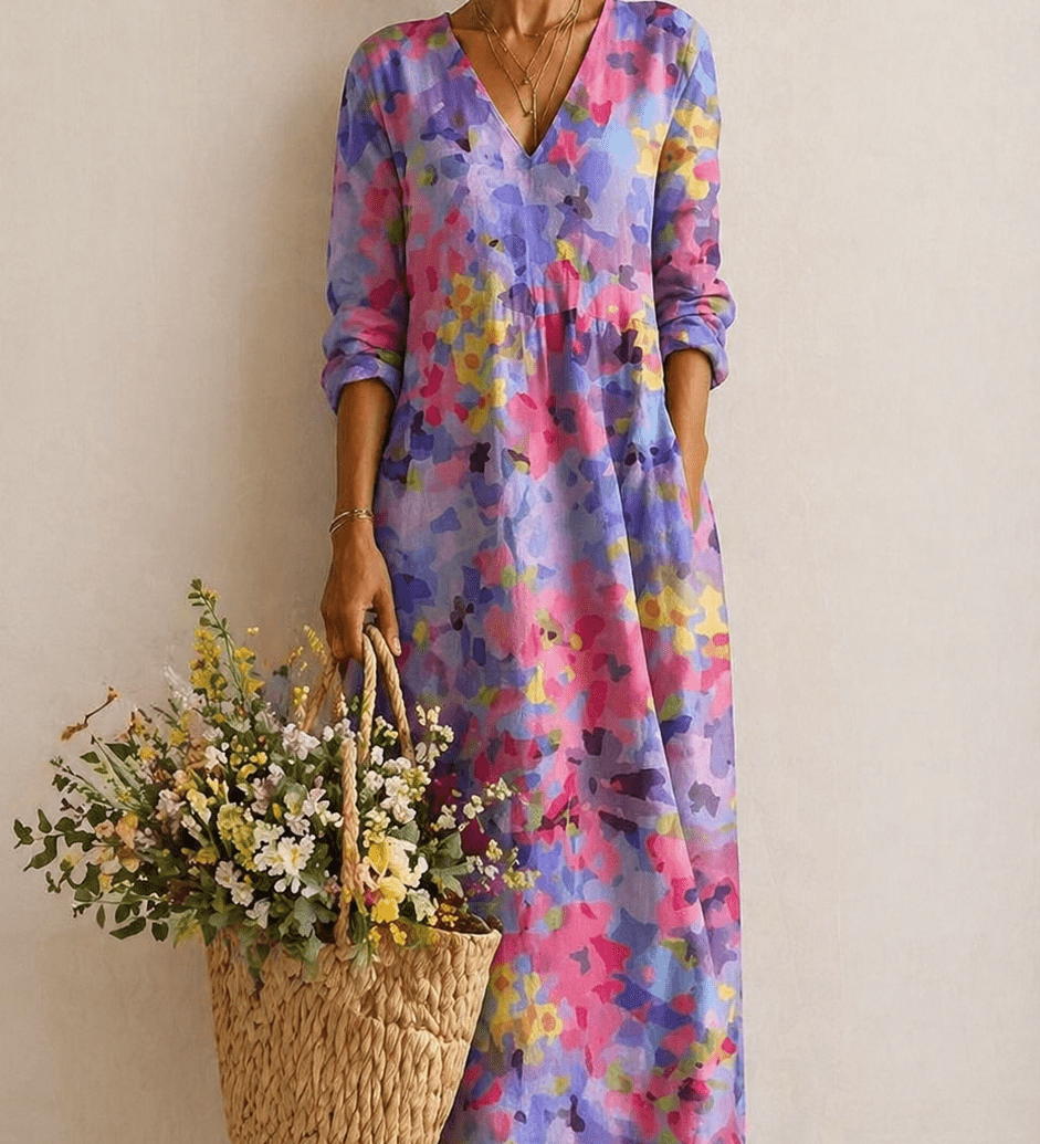 Noëlle – Kleid mit farbigem Aquarellprint