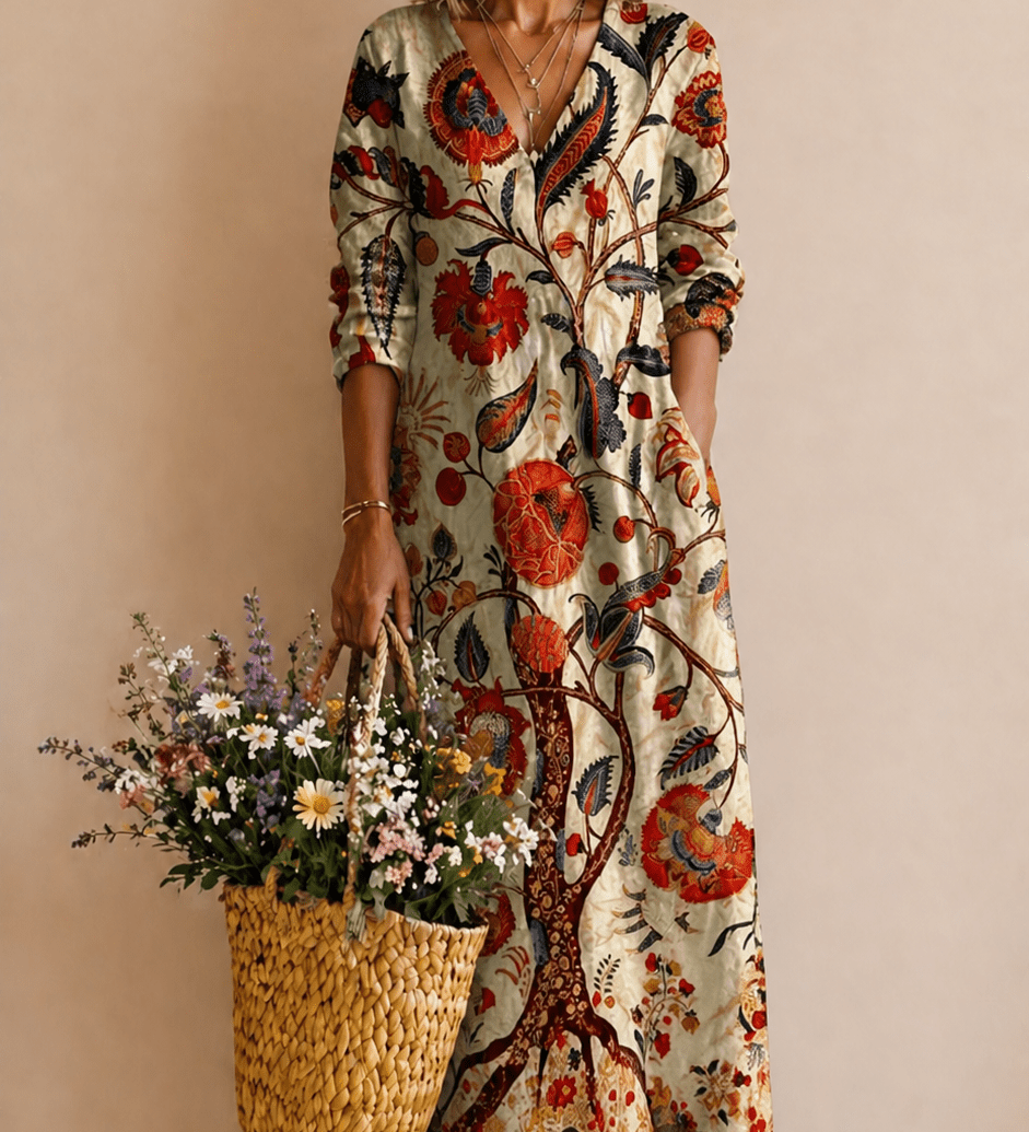 Nicole – Helles Kleid mit Ornamentprint