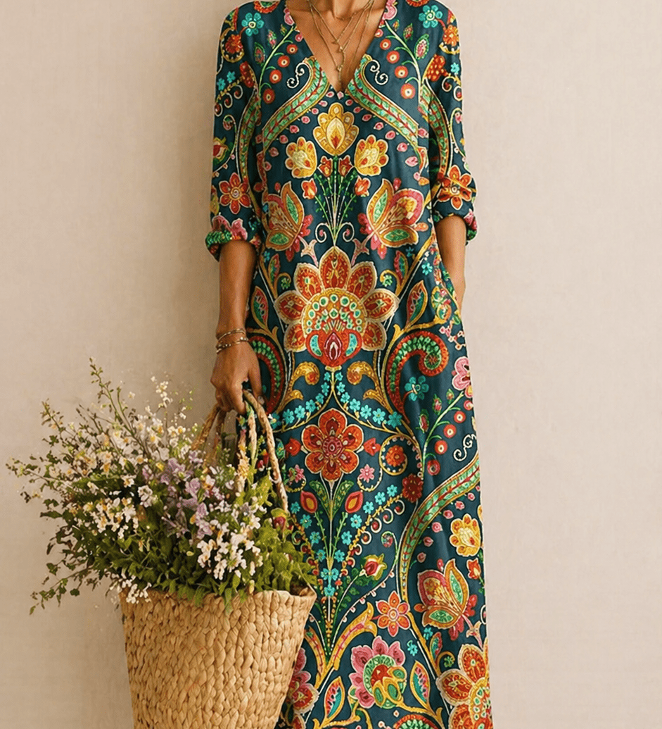 Miriam – Grünes Kleid mit Paisleyprint