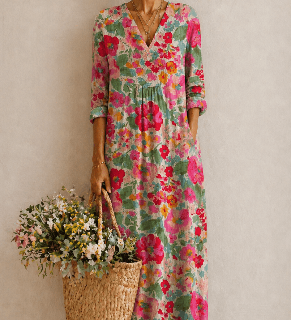 Manuela – Helles Kleid mit Rosenprint