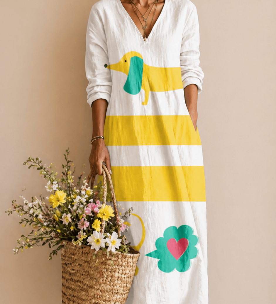 Eveline – Weisses Kleid mit Grafikmotiv