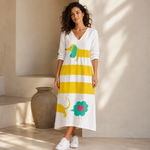 Eveline – Weisses Kleid mit Grafikmotiv