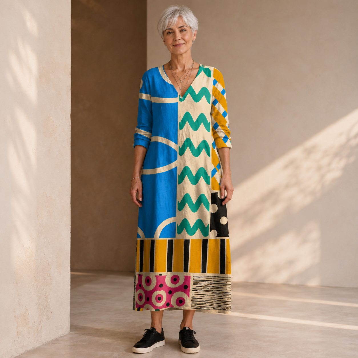 Patricia – Langes Kleid mit Grafikprint