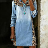 Anaëlle | Denimkleid im Leoparden-Patchwork-Look