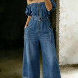 Mila | Taillierter Denim-Jumpsuit