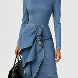 Nele | Denimkleid mit Rüschensaum
