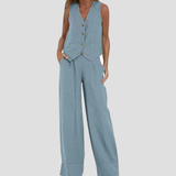Aira - Set aus Weste mit Knöpfen und weiter Hose