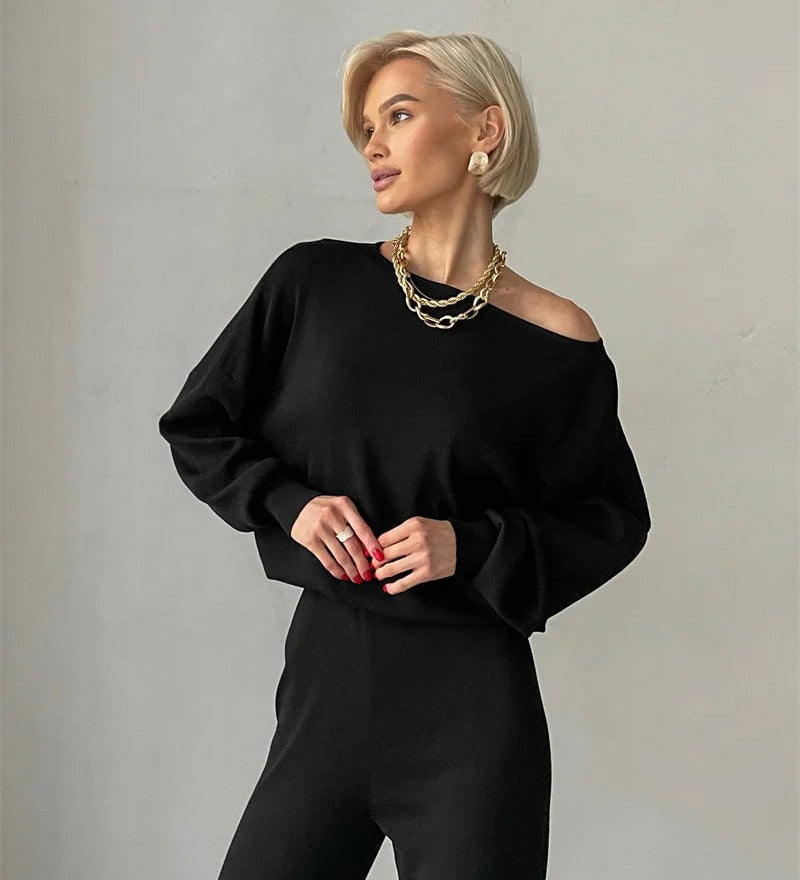 Crisha – Schwarzes Set mit weiter Hose