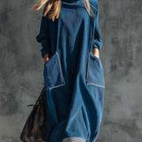 Mara | Weites Kleid mit hohem Kragen
